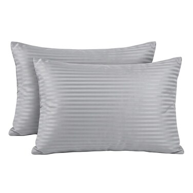 4Bed Striped Pillowcase 2 Pieces - 50 * 70 Cm - Silver