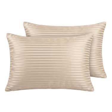 4Bed Striped Pillowcase 2 Pieces - 50 * 70 Cm - Beige