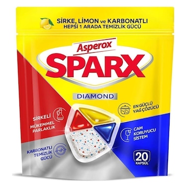 كبسولات تنظيف غسالة الصحون أسبيروكس سباركس دايموند - 20 كبسولة