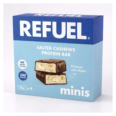 Refuel Minis Salted Cashews Protein Bar - 22 gm - 4 Count