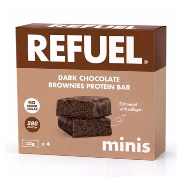 Refuel Minis Dark Chocolate Brownies Protein Bar - 22 gm - 4 Count
