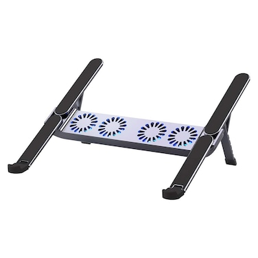 L'avvento Laptop Cooler Stand Lightweight Aluminum and Silicone Rubber Pad - Black