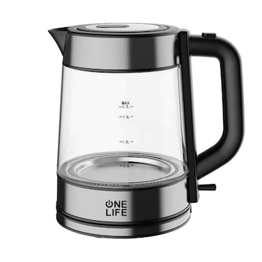 One Life 1.7L Electric Kettle - 2200W - Glass and Stainless Steel - EKC190B
