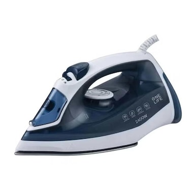 One Life 2400 Watt Steam Iron - Ceramic Base - ST270R - White/Blue