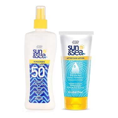 Eva Sunscreen SPF50+ - 200 ml and After Sun Lotion - 150 ml Bundle