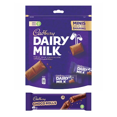 Cadburry Dairy Milk Minis Chocolate  - 145 gm + Cadbury Choco Rolls - 22 gm