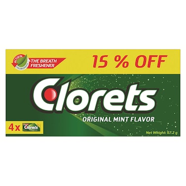Clorets Gum Original - 67.2 gm - 4 Pack