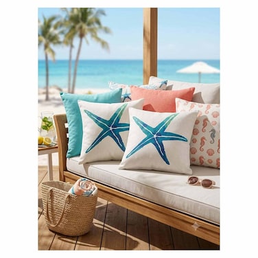 NAG-CUSHION COVER45*45BLUE STARFISH