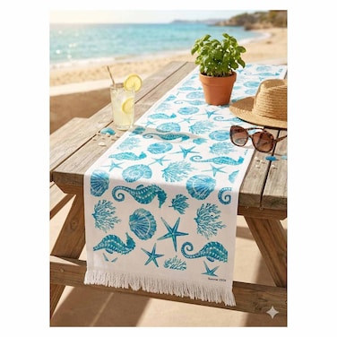 NAG-TABLE RUNNER45*165BLUE SEAHORSE