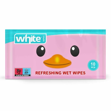 White Pink Baby Pocket Wipes - 10 Tissue
