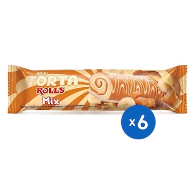 Torta Mix Rolls Cake with Banana Cream and Caramel - 6 Pieces