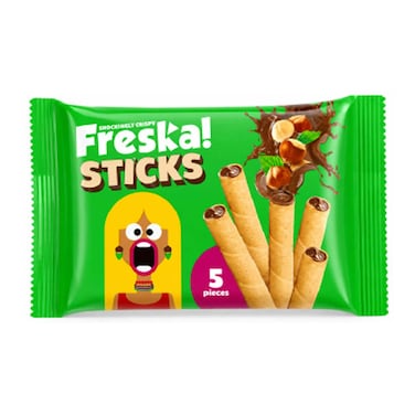 Freska Rolled Wafer Filled with Cocoa and Hazelnut Cream - 5 Pieces - 12 Pack