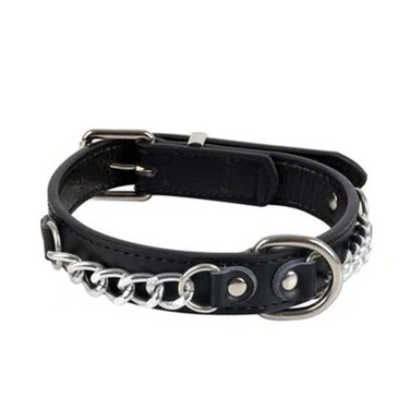 Naomi Black Leather Dog Collar - 40 cm