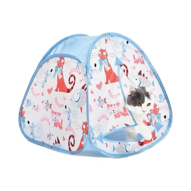 Naomi Cat House - Blue and White - 49 cm