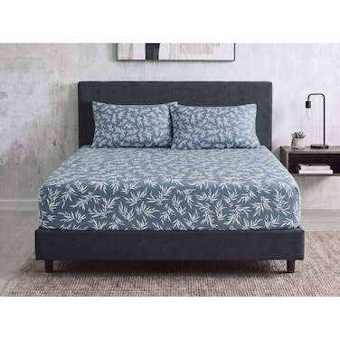 Sofia Fitted Double Bed Sheet Set - Blue - 180 cm - No. 28