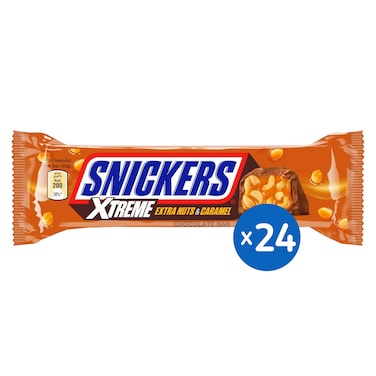 Snickers Xtreme Extra Nuts and Caramel Chocolate Bar - 40 gm - 24 Pieces