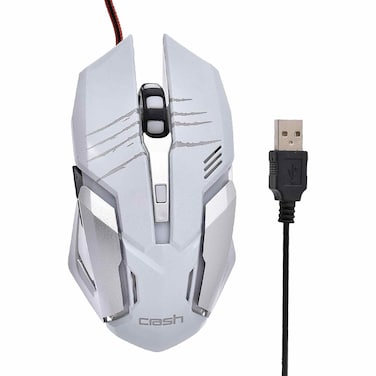 ماوس ألعاب بصري كراش X60 بكابل USB - أبيض رمادي