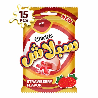 Chiclets Splash Mix Strawberry Bubble Gum - 75gm - 15 Pieces
