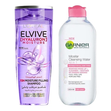 L'Or&eacute;al Paris Elvive Hyaluron Moisture Shampoo - 600ml + Garnier Micellar Cleansing Water - 400ml