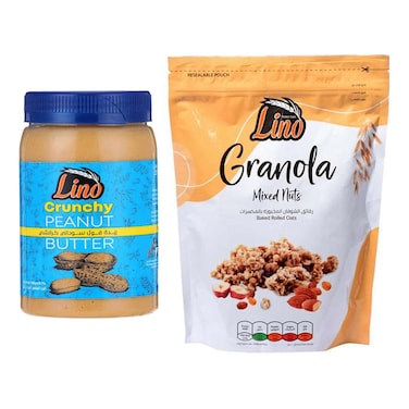 Lino Crunchy Peanut Butter - 340 gm + Granola with Nuts