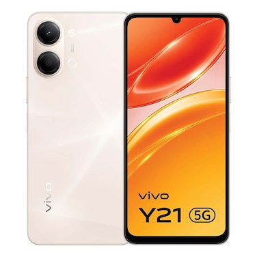 موبايل فيفو Y21 - شاشة 6.74 بوصة 128 جيجابايت/4 جيجابايت ثنائي الشريحة بشبكة الجيل الخامس - ذهبي