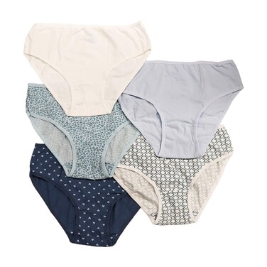 Pourelle Women's Printed Midi Panties Pack of 5 - Medium  - 1075