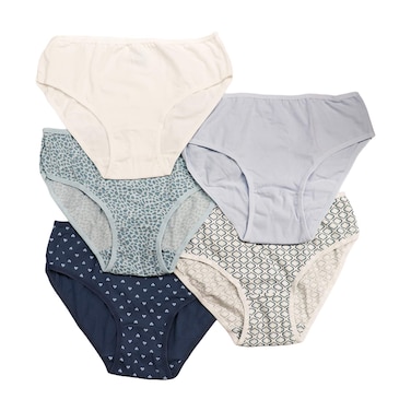 Pourelle Women's Printed Midi Panties Pack of 5 - XL - 1075