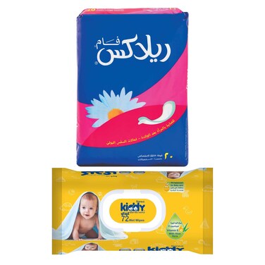 Fam Relax Pads - 20 Pads + Sanita Kiddy Baby Wet Wipes - 72 Wipes