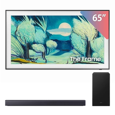 Samsung The Frame 65-Inch 4K UHD Smart QLED TV with Built In Receiver - 65LS03F + Samsung 2.1Ch Wireless Soundbar with Dolby Audio - B450F