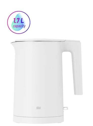 Xiaomi Electric Kettle 1.7L 1800W &ndash; Large Capacity, BPA-Free, Dual-Layer Heat Insulation, Safe &amp; Durable Design with Integrated Handle, 4 Safety Protections for Fast &amp; Efficient Boiling &ndash; White 1.7 L