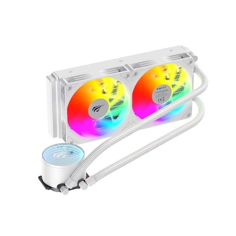 مبرد سائل لوحدة المعالجة المركزية Gamenote F2001 مقاس 240 مم باللون الأبيض - متوافق مع AM5 وIntel LGA1700