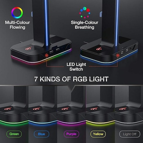 GameNote TH650 RGB Dual Headset Stand With 2 USB port