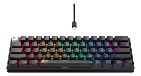 Havit KB903L 61 Keys Rainbow LED Backlit Computer Light up USB Wired Gaming Keyboard Backlit Mechanical Gaming Keyboard for PC