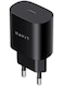 شاحن حائط Havit UC25-25W USB-C للشحن السريع، أسود لهاتف Samsung Galaxy S23/S23+/S22/S21/S20/Ultra/Plus، Note 20/10/S10، Galaxy Tab S7/S8، A34، A14