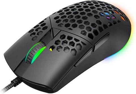 Wired Gaming Mouse RGB Gaming Mouse Ultra Lightweight Honeycomb Case Adjustable 7200 DPI 7 Programmable Buttons
