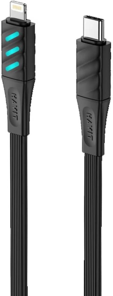 هافيت كابل نوع سي الى لايتنينج مع مؤشر اضاءة LED CB6255