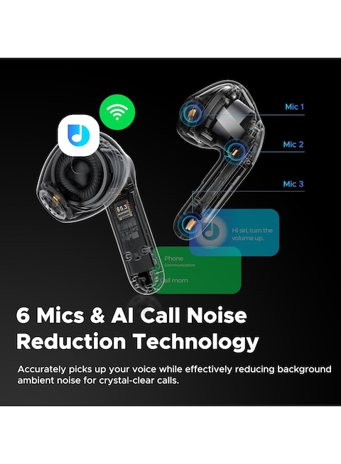 SoundPEATS Air4 Lite Earphones Bluetooth 5.3 Hi Res With LDAC Codec, Wireless Earbuds Semi In Ear With 6 Mics Noise Cancelling AI For Calls, Total 30 Hours Playtime, APP Control Black