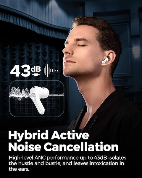 SoundPEATS Capsule3 Pro Wireless Earbuds with Hi-Res and LDAC, 43dB Hybrid Active Noise Cancelling Bluetooth 5.3 Earphones，6 Mics for Calls, Total 52 Hrs, IPX4 Rated, Transparency Mode, Game Mode