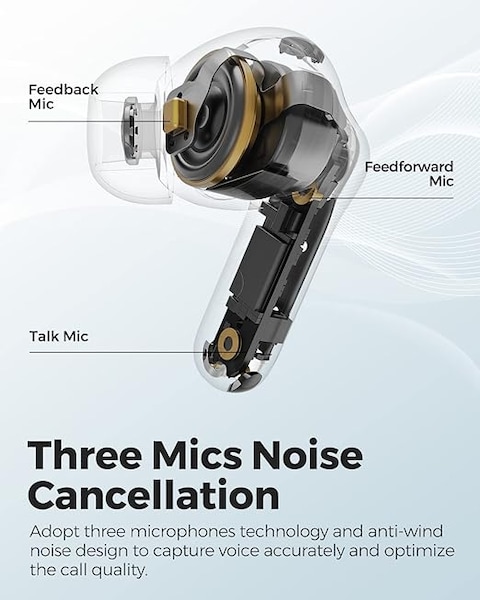 SoundPEATS Capsule3 Pro Wireless Earbuds with Hi-Res and LDAC, 43dB Hybrid Active Noise Cancelling Bluetooth 5.3 Earphones，6 Mics for Calls, Total 52 Hrs, IPX4 Rated, Transparency Mode, Game Mode