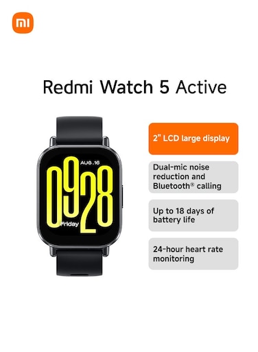 Xiaomi Redmi Watch 5 Active - Budget-Friendly Smartwatch with 2" LCD Display, Fitness Tracking And 18 Days Battery Life Midnight Black
