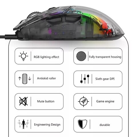 Gaming Mouse MS1011SE, 1200-7200dpi, 6 buttons, Programmable, RGB, 113g, 1.5m, USB, White