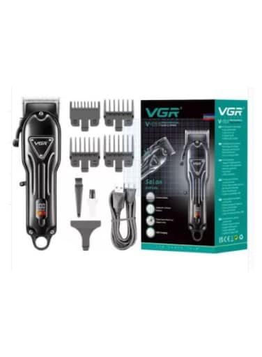 ماكينة حلاقة كهربائية لاسلكية قابلة لإعادة الشحن VGR V-051، لون أسود