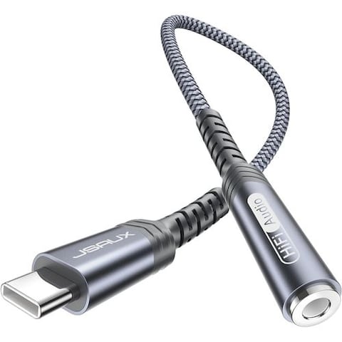 CM0011 USB Type C 3.5mm Female Headphone Jack Adapter, JSAUX USB C To Aux Audio Dongle Cable Cord-Grey-3m