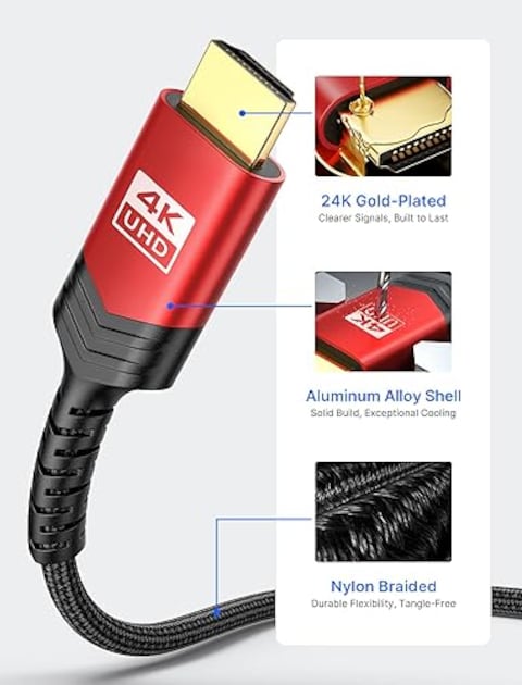 JSAUX Mini HDMI to HDMI Cable 6FT, High Speed 4K 60Hz HDMI 2.0 Nylon Braided Cord, Compatible with Camera, Camcorder, Tablet and Graphics/Video Card, Laptop, Raspberry Pi Zero W, Grey Aluminum Shell
