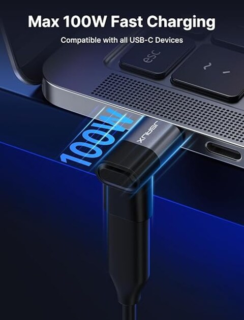 90 Degree Right Angle USB-C Male to USB-C Female Adapter, 2-Pack Type-C Up & Down USB-C 3.1/10Gbps PD 60W Fast Charge Extender for Steam Deck, Switch, VR and More Laptop, Tablet and Mobile Phone
