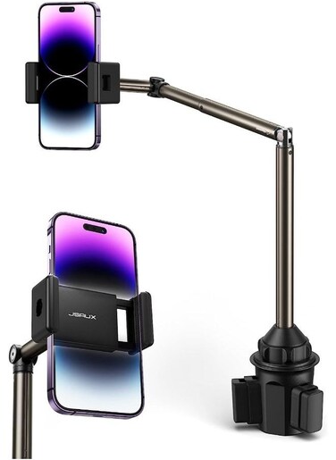 JSAUX Cup Holder Phone Mount For Car/Truck, Metal Long-Arm Ultra Stable Durable Phone Holder Car Cupholder Adjustable Cup Cell Phone Holder For Car Compatible With iPhone, Samsung Galaxy, Google Pixel