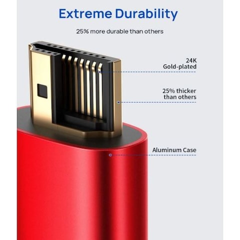 HDMI Male To HDMI Female Extension High Speed 4K@60Hz Adapter Durable Nylon Braided , 3.3FT Black &amp; Red