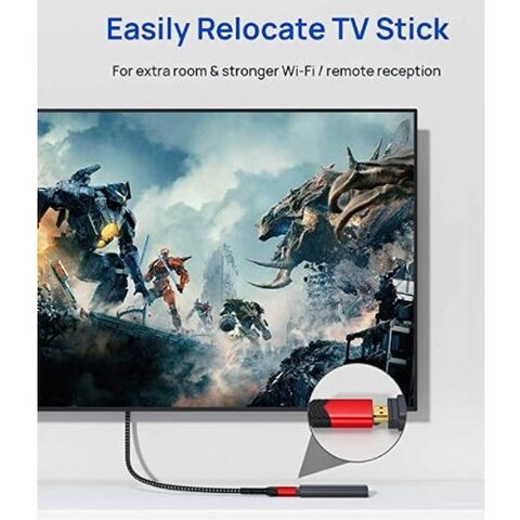 HDMI Male To HDMI Female Extension High Speed 4K@60Hz Adapter Durable Nylon Braided , 3.3FT Black &amp; Red