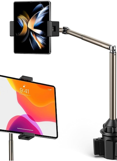 حامل أكواب JSAUX حامل عالمي للهواتف والأجهزة اللوحية، حامل أكواب للهاتف مع حامل مرن لشاحنة السيارة وحامل الكمبيوتر اللوحي متوافق مع iPad Air/Mini، Samsung Galaxy Tab، iPhone، Google Pixel