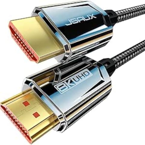 JSAUX 8K HDMI Cable 2.1 48Gbps Ultra High Speed Braided HDMI Cord(8K@60Hz 4K@120Hz) eARC HDR10 HDCP 2.2 &amp; 2.3 3D, Compatible for PS5/PS4/X-Box/Roku TV/HDTV/Blu-ray/LG/Samsung QLED (5M)-tarnish Black